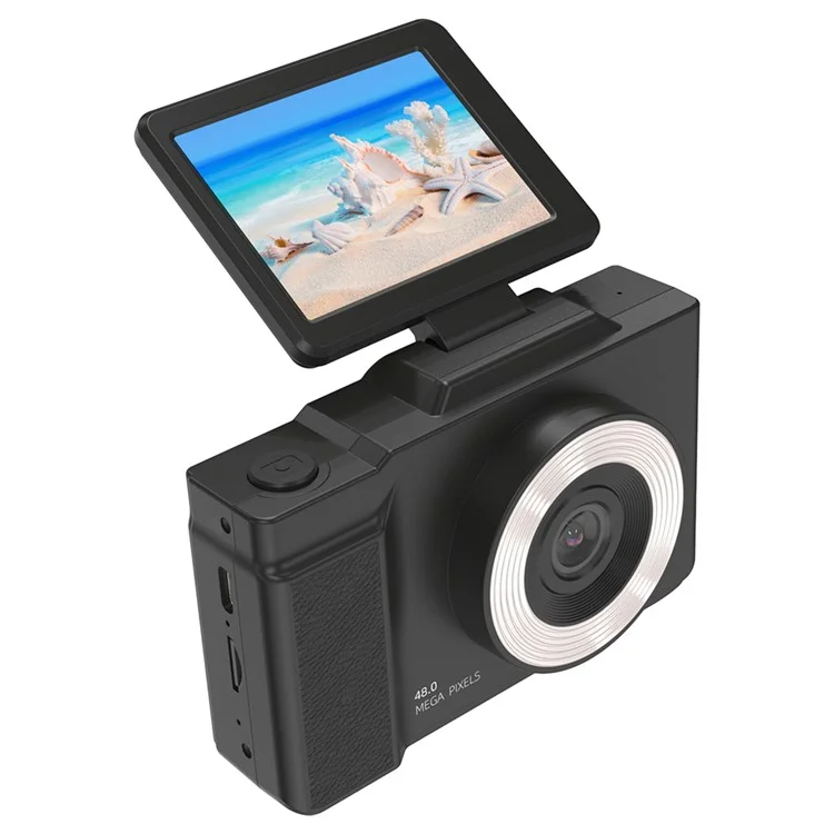 H13 2.8 Inch Flip Screen CCD Digital Camera Built-In Fill Light HD Video Recorder with 32G TF Card and Card Reader - Black