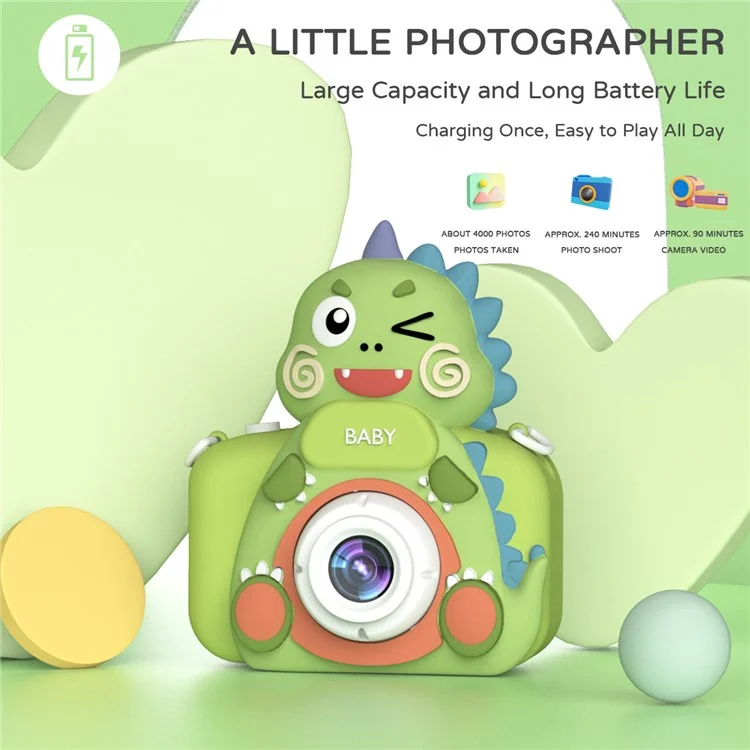 X5 Dual Lens Digital Camera Cartoon Children HD Photo Video Recorder - Dinosaur
