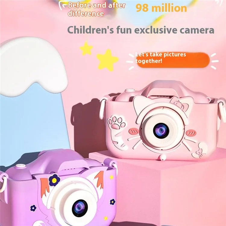 Appareil photo numérique pour enfants X5 à double objectif avec enregistreur photo et vidéo HD - Monstre / Bleu