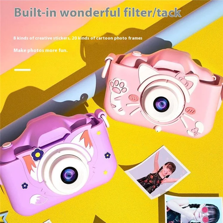 Appareil photo numérique pour enfants X5 à double objectif avec enregistreur photo et vidéo HD - Monstre / Bleu