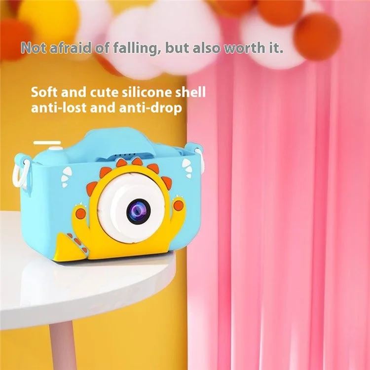Appareil photo numérique pour enfants X5 à double objectif avec enregistreur photo et vidéo HD - Monstre / Bleu