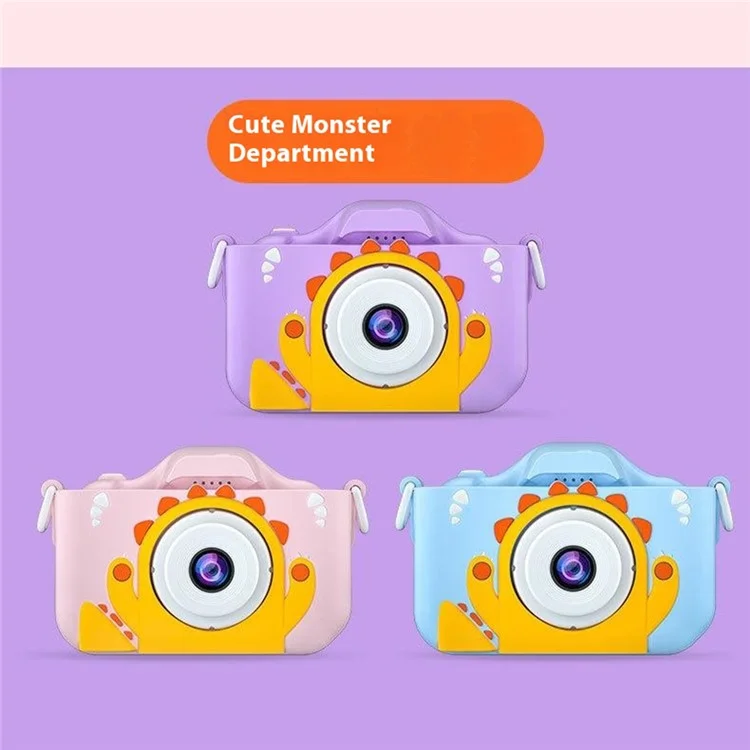 Appareil photo numérique pour enfants X5 à double objectif avec enregistreur photo et vidéo HD - Monstre / Bleu