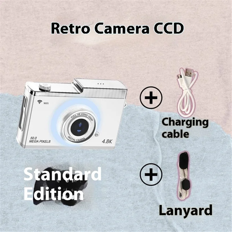 Appareil photo numérique rétro Y5 avec double objectif, capteur CCD HD 2,4 pouces, enregistrement vidéo et zoom 8X - Blanc