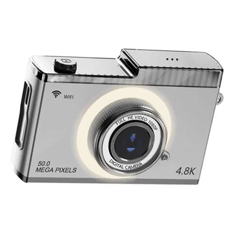 Y5 2.4 Inch HD Dual Lens Retro Digital CCD Camera Video Recording 8X Zoom Camera - Silver