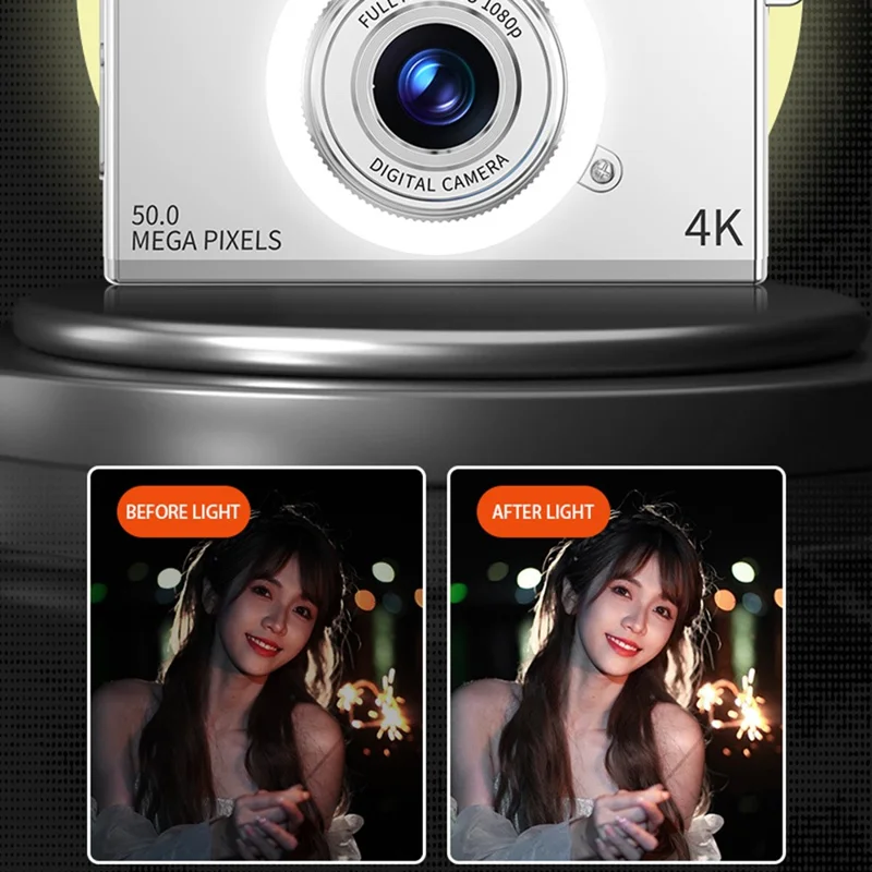 Y5 2.4 Inch HD Dual Lens Retro Digital CCD Camera Video Recording 8X Zoom Camera - Silver