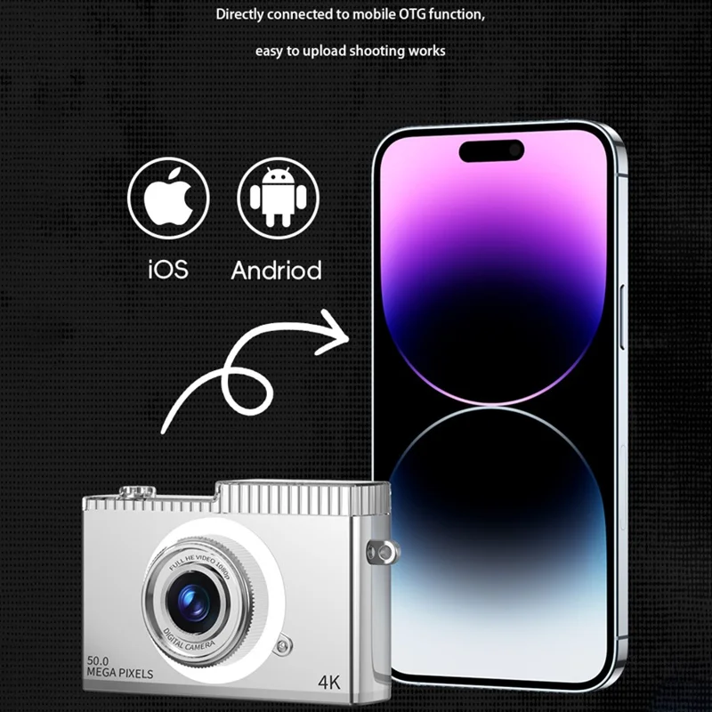 Cámara digital CCD retro Y5 de doble lente HD de 2,4 pulgadas con grabación de vídeo y zoom 8X, con tarjeta TF de 32G - Blanco