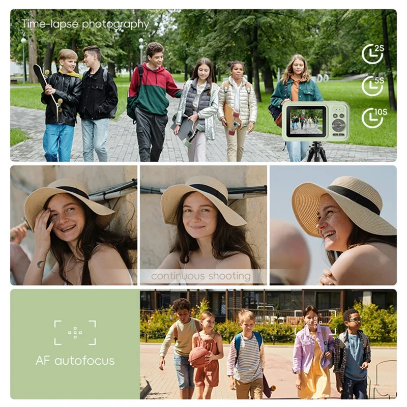 X5 2.4 Inch HD Digital Camera 16X Zoom Retro CCD Video Recorder with 32G TF Card + Card Reader - White