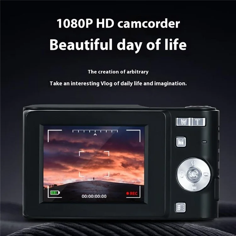 M03 2.4 Inch Digital Camera Retro CCD Camera Mini HD Video Recorder with 32G TF Card + Card Reader - Pink