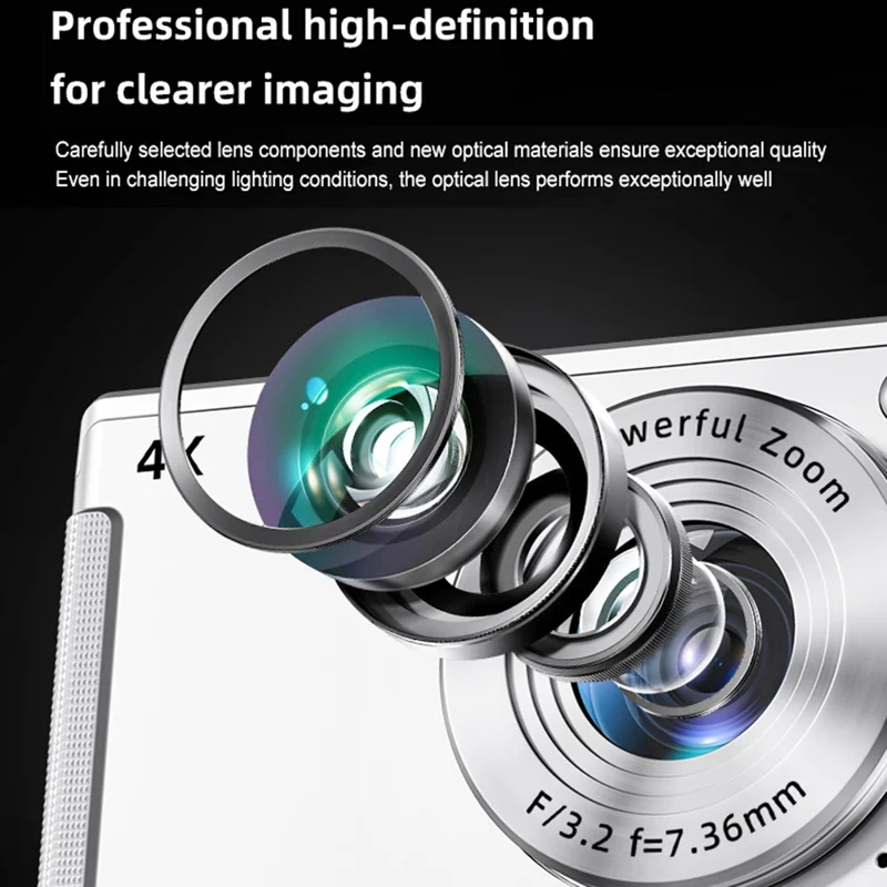 M06 2.8 Inch Digital Camera HD Video Recorder 16X Zoom Retro CCD Camera with 64G TF Card + Card Reader - Silver