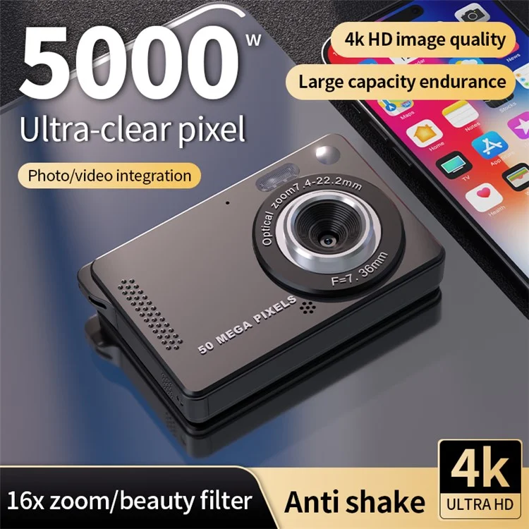Cámara digital compacta CCD de 2.8 pulgadas M08 con enfoque automático, grabadora de vídeo 1080P sin tarjeta TF - Negro