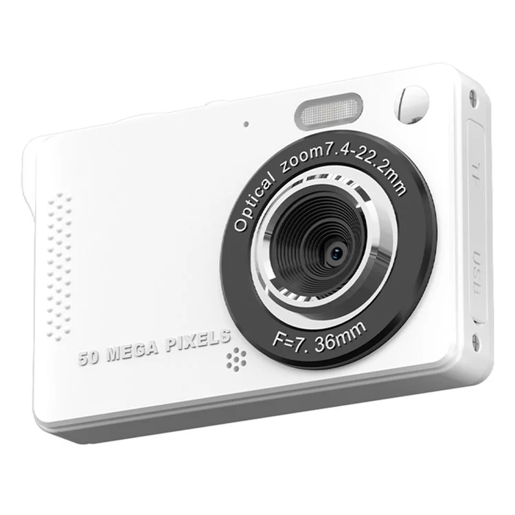 M08 2.8 Inch Compact CCD Digital Camera Auto Focus 1080P Video Recorder with 64G TF Card + Card Reader - White