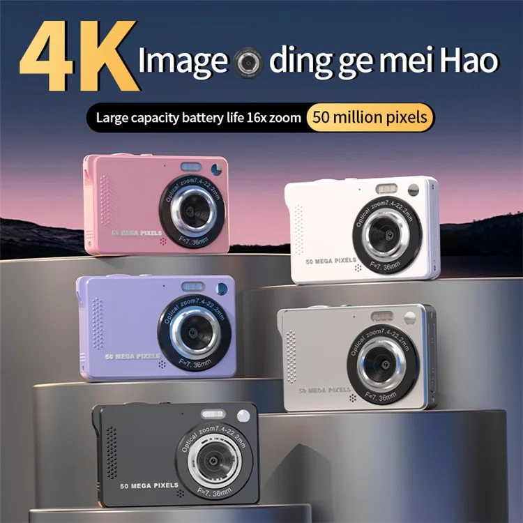 M08 2.8 Inch Compact CCD Digital Camera Auto Focus 1080P Video Recorder with 64G TF Card + Card Reader - White