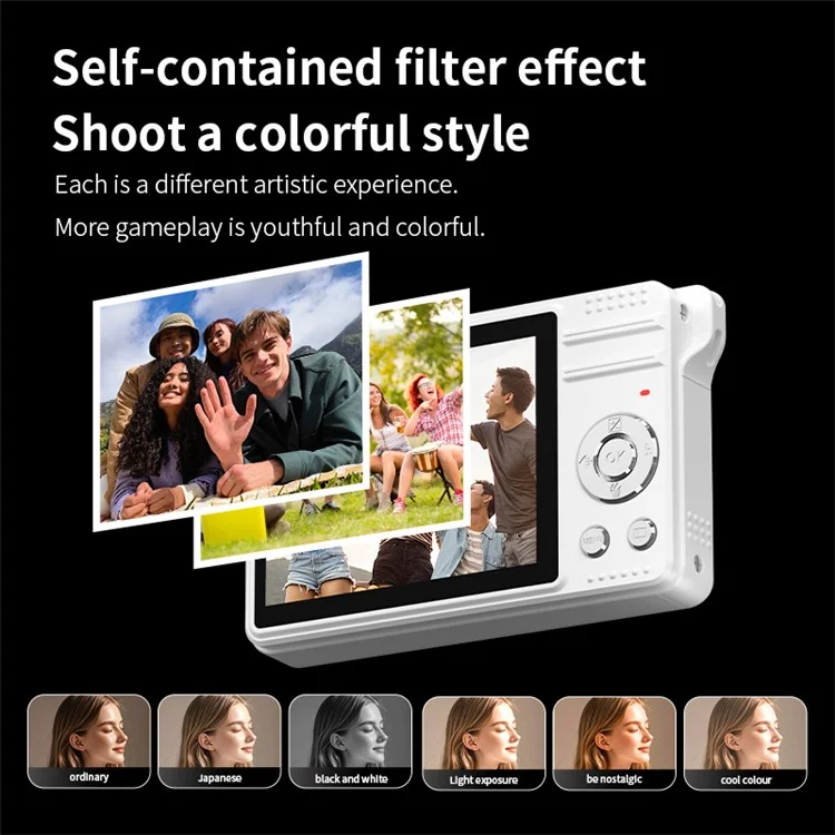 M08 2.8 Inch Compact CCD Digital Camera Auto Focus 1080P Video Recorder with 64G TF Card + Card Reader - White