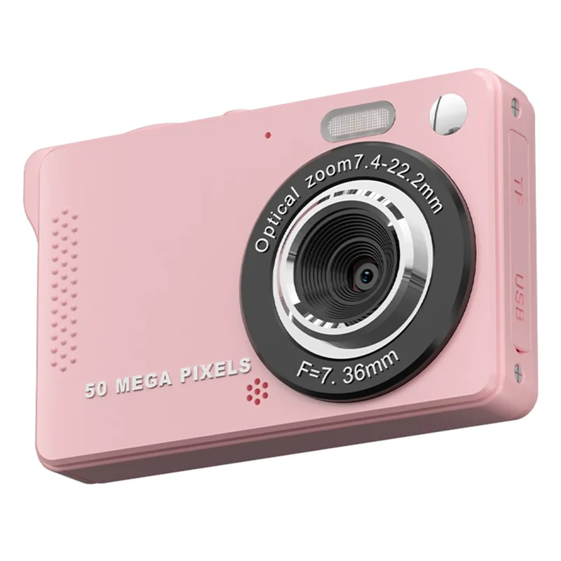 M08 2.8 Inch Compact CCD Digital Camera Auto Focus 1080P Video Recorder with 64G TF Card + Card Reader - Pink