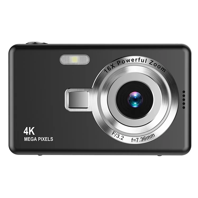 Câmera digital Q12 de 2,4 polegadas HD com gravação de vídeo 4K, câmera CCD para estudantes, sem cartão TF - Preta
