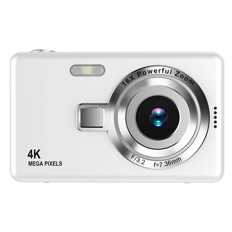 Q12 2.4 Inch HD Digital Camera 4K Video Recording Students CCD Camera without TF Card - White