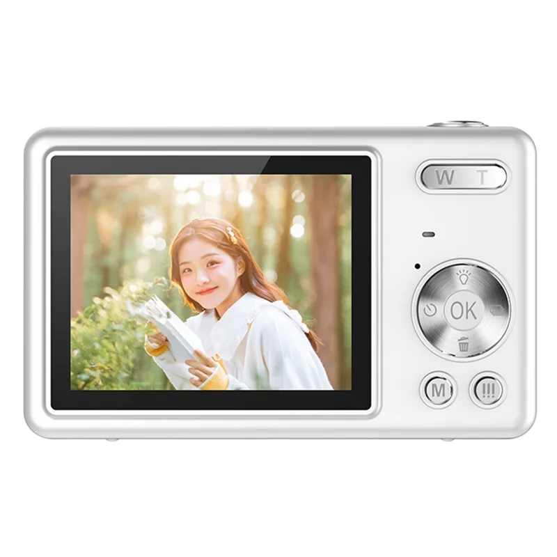 Q12 2.4 Inch HD Digital Camera 4K Video Recording Students CCD Camera without TF Card - White