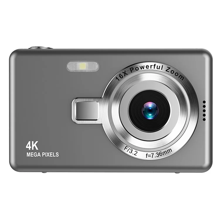 Q12 2.4 Inch HD Digital Camera 4K Video Recording Students CCD Camera without TF Card - Grey