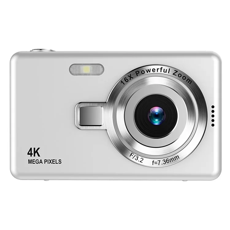 Q12 2.4 Inch HD Digital Camera 4K Video Recording Students CCD Camera without TF Card - Silver