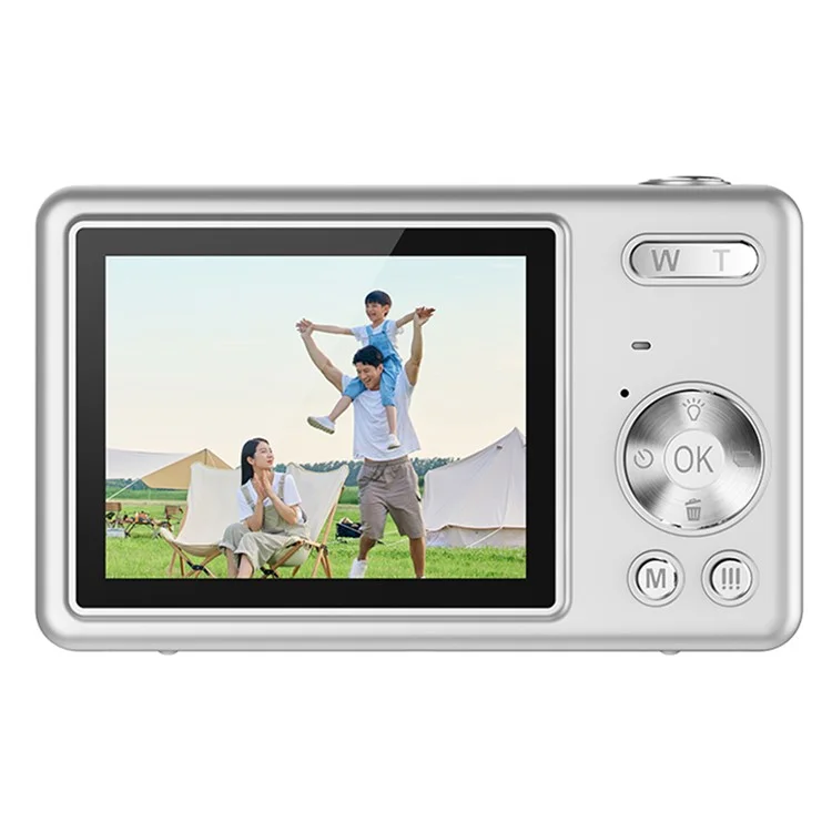 Q12 2.4 Inch HD Digital Camera 4K Video Recording Students CCD Camera without TF Card - Silver