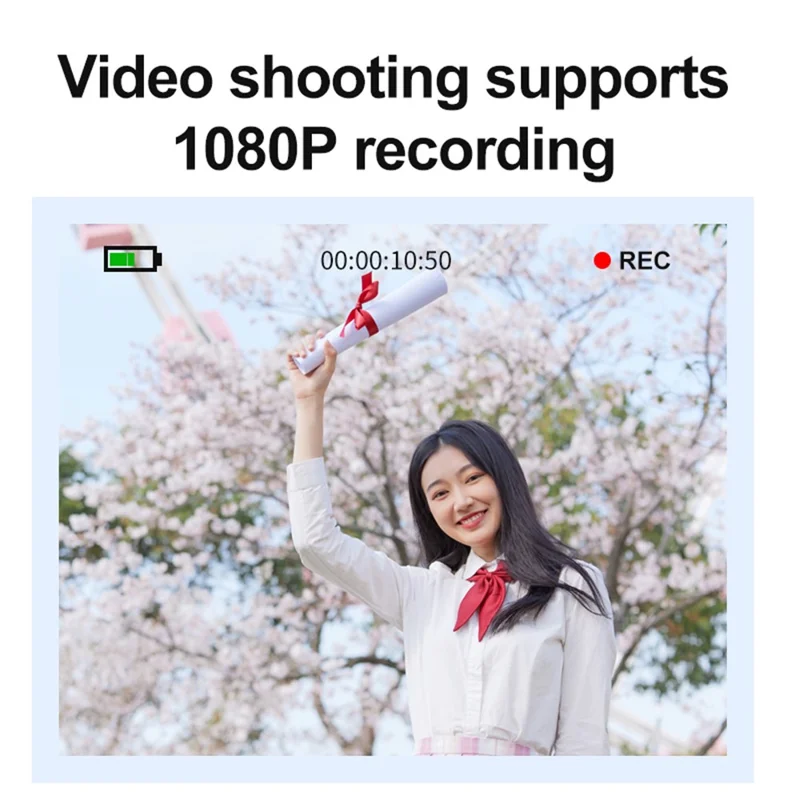 Q12 2.4 Inch HD Digital Camera 4K Video Recording CCD Sensor with 64GB Memory and Card Reader - White