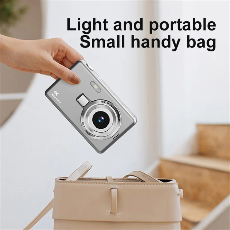 Q12 2.4 Inch HD Digital Camera 4K Video Recording CCD Sensor with 64GB Memory and Card Reader - White