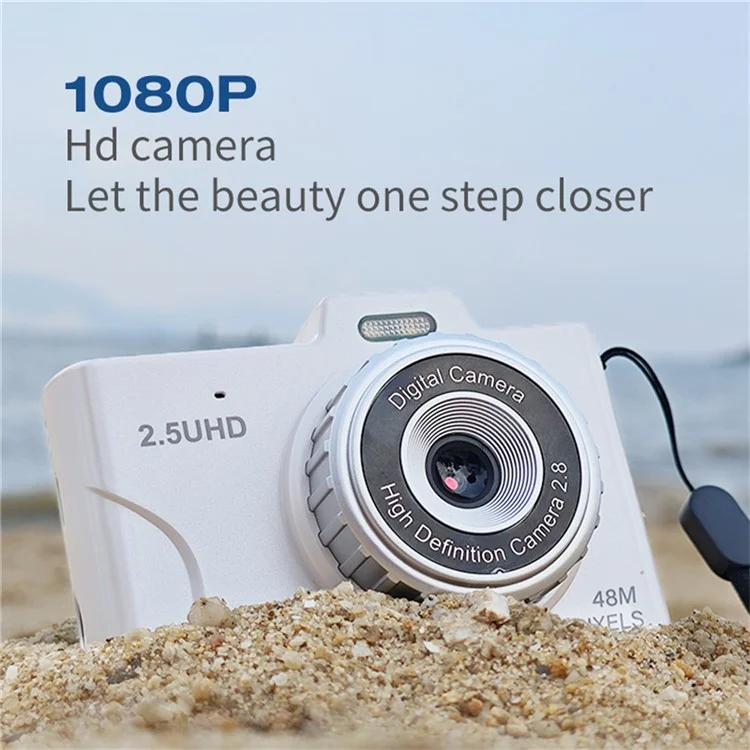 H8S 2.8 Inch Digital Camera HD Dual Lens Video Recording CCD Camera with 64G TF Card + Card Reader - Blue