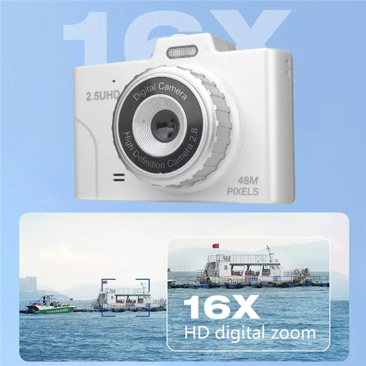 H8S 2.8 Inch Digital Camera HD Dual Lens Video Recording CCD Camera with 64G TF Card + Card Reader - Blue