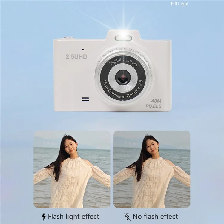 H8S 2.8 Inch Digital Camera HD Dual Lens Video Recording CCD Camera with 64G TF Card + Card Reader - Blue