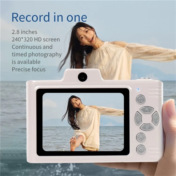 H8S 2.8 Inch Digital Camera HD Dual Lens Video Recording CCD Camera with 64G TF Card + Card Reader - Blue