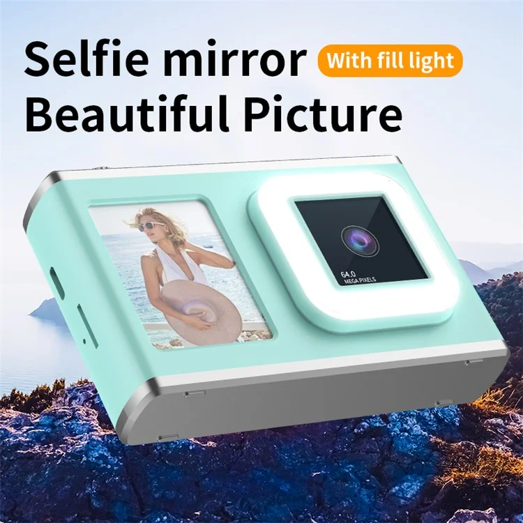 Y23 2.4 Inch HD Screen Dual Lens Video Recording CCD Digital Camera with 32G TF Card + Card Reader - Green