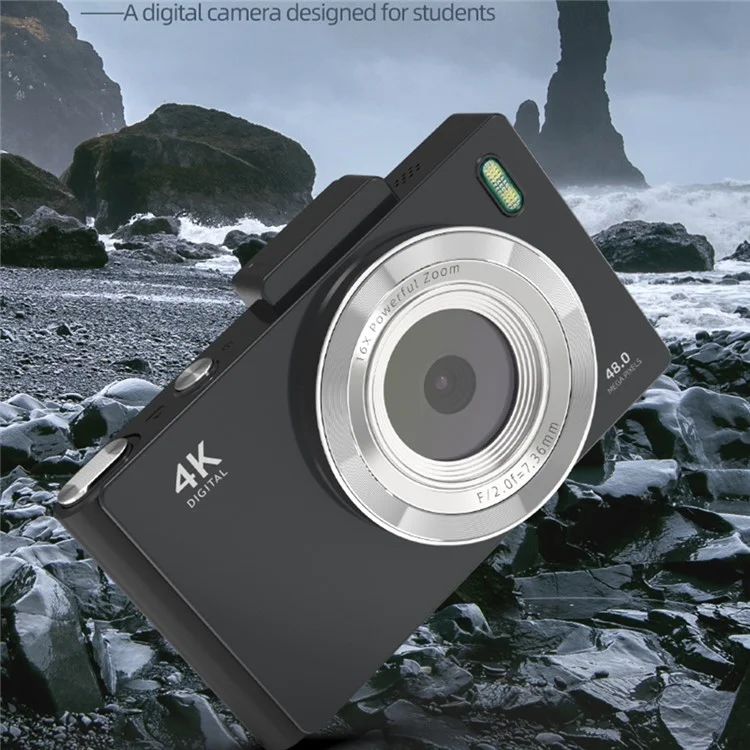 H18 2.8 Inch IPS HD Digital Camera Dual Lens Entry Level CCD Camera with Built-In Flash - Black