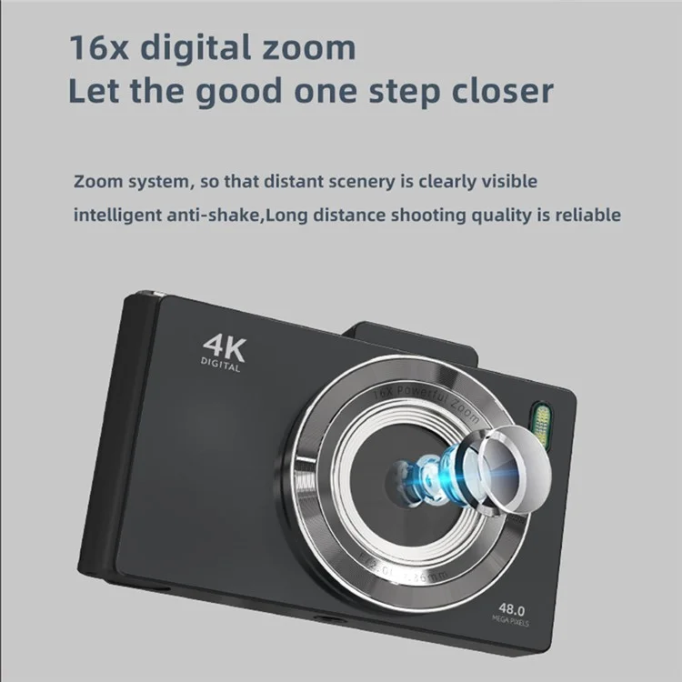 H18 2.8 Inch IPS HD Digital Camera Dual Lens Entry Level CCD Camera with Built-In Flash - Black