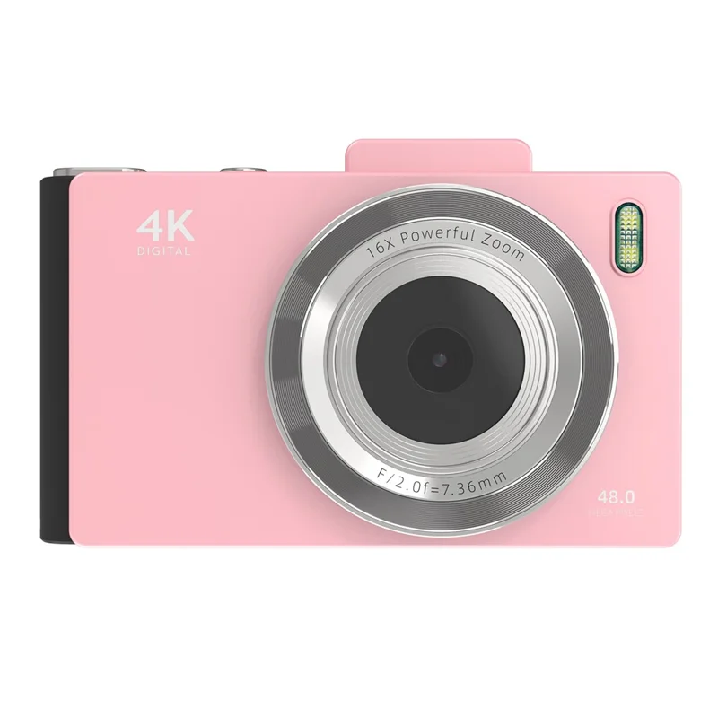 H18 2.8 Inch IPS HD Digital Camera Dual Lens Entry Level CCD Camera with Built-in Flash - Pink