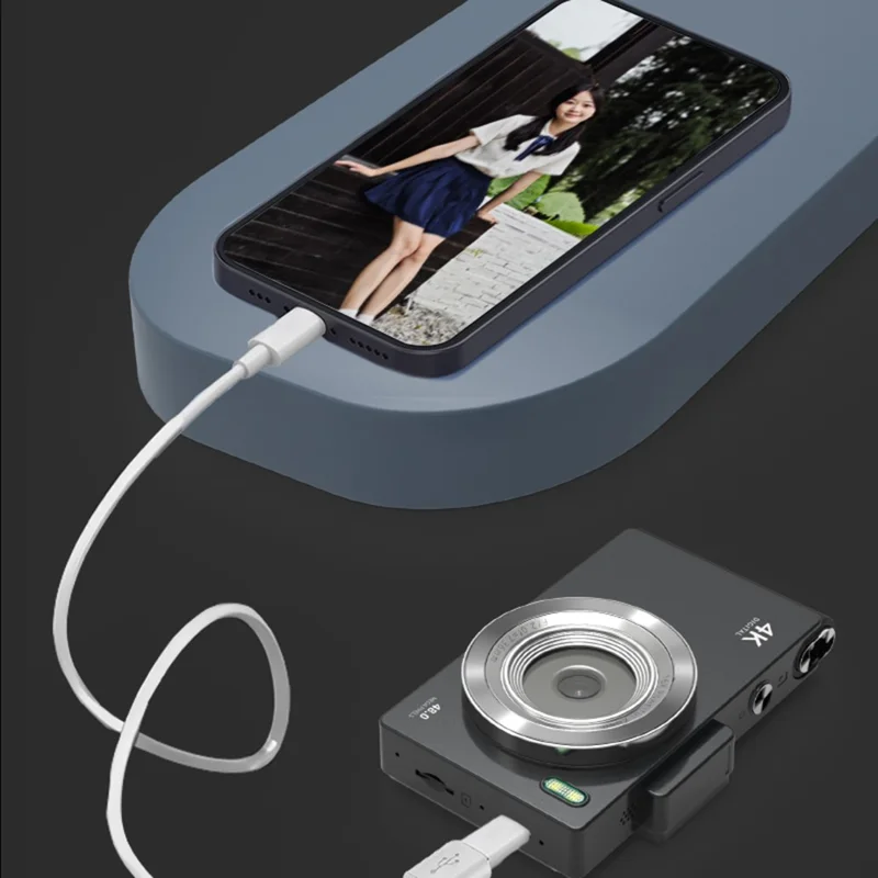 H18 2.8 Inch IPS HD Digital Camera Dual Lens Entry Level CCD Camera with Built-in Flash - Pink