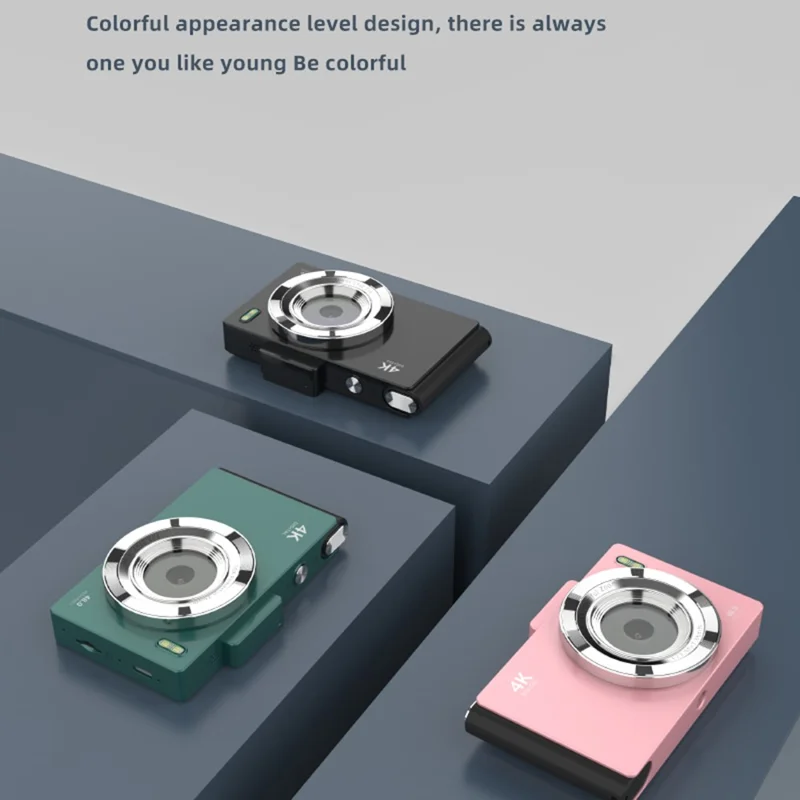 H18 2.8 Inch IPS HD Digital Camera Dual Lens Entry Level CCD Camera with Built-in Flash - Pink