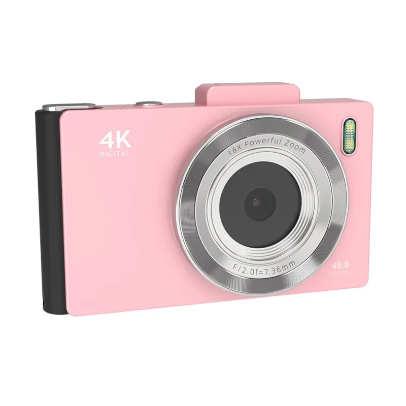 H18 2.8 Inch IPS HD Digital Camera Dual Lens Entry Level CCD Camera with Built-in Flash - Pink