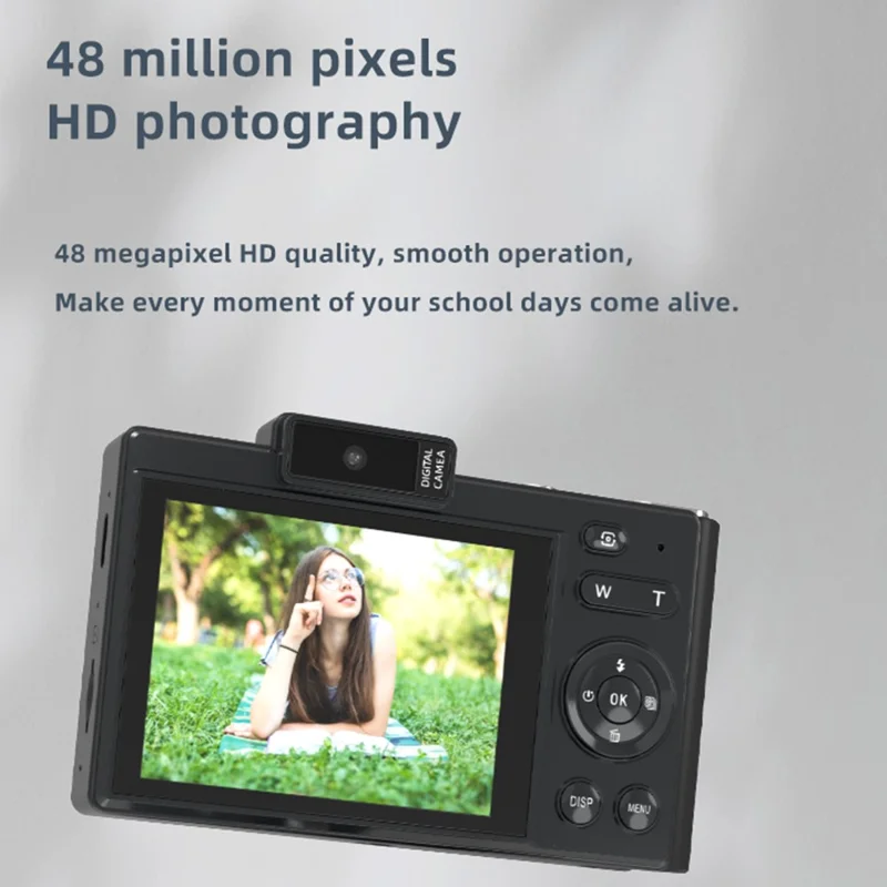 H18 2.8 Inch IPS HD Digital Camera Dual Lens Entry Level CCD Camera with Built-in Flash - Pink