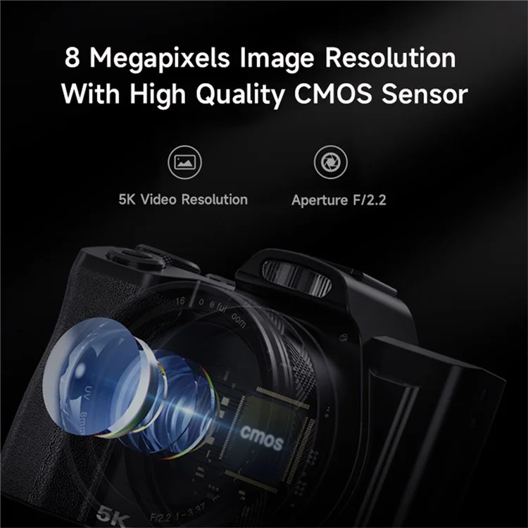 DC-201S 3.5 Inch IPS Screen 5K Digital Camera 6 Axis Anti Shaking Camcorder 16x Digital Zoom Video Recorder - US Plug