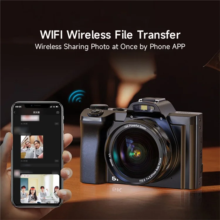 DC-201S 3.5 Inch IPS Screen 5K Digital Camera 6 Axis Anti Shaking Camcorder 16x Digital Zoom Video Recorder - US Plug