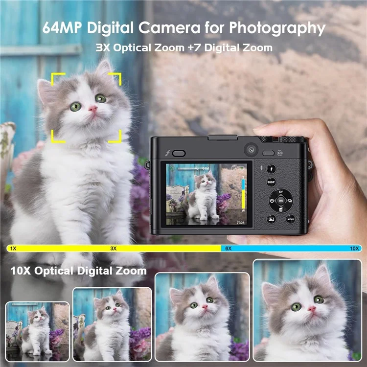 DC205X Dual Lens Camcorder High Definition Optical Zoom 5K Digital Camera Video Recorder - UK Plug