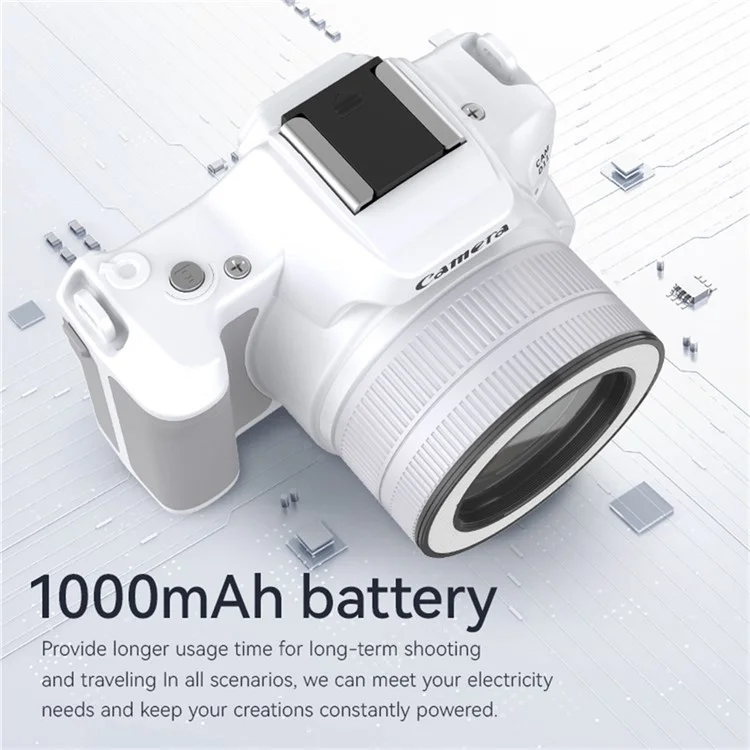 D11 Mini Digital Camera HD Video Recording DSLR Camera 48MP MAX with 8G Memory Card - White