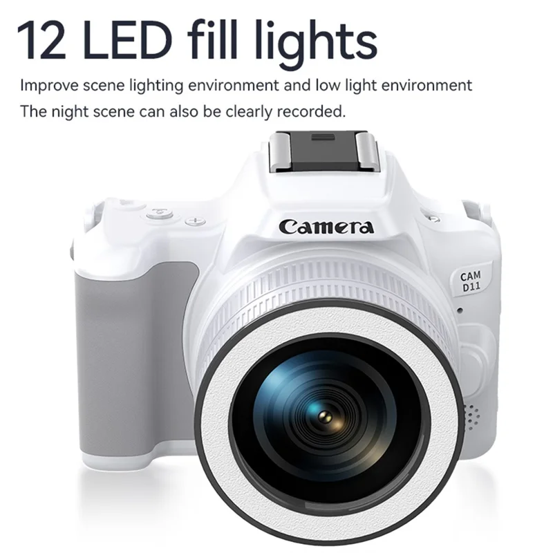 D11 Mini Digital Camera HD Video Recording DSLR Camera 48MP MAX with 8G Memory Card - Black