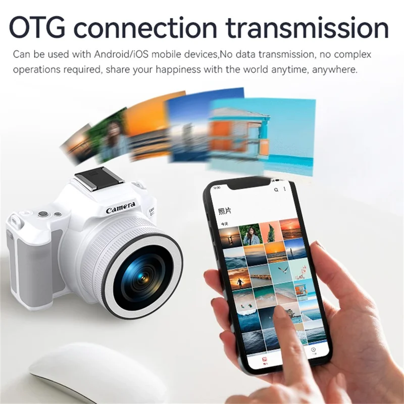 D11 Mini Digital Camera HD Video Recording DSLR Camera 48MP MAX with 64G Memory Card - Black