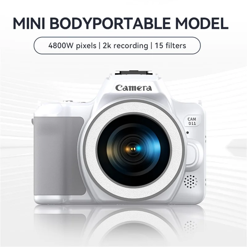 D11 Mini Digital Camera HD Video Recording DSLR Camera 48MP MAX with 64G Memory Card - Black
