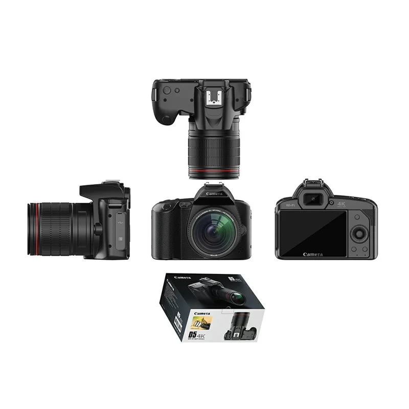 D5 HD WiFi DSLR Camera 4K Dual Lens 64MP Digital Camera Camcorder with 32GB Memory Card + Card Reader