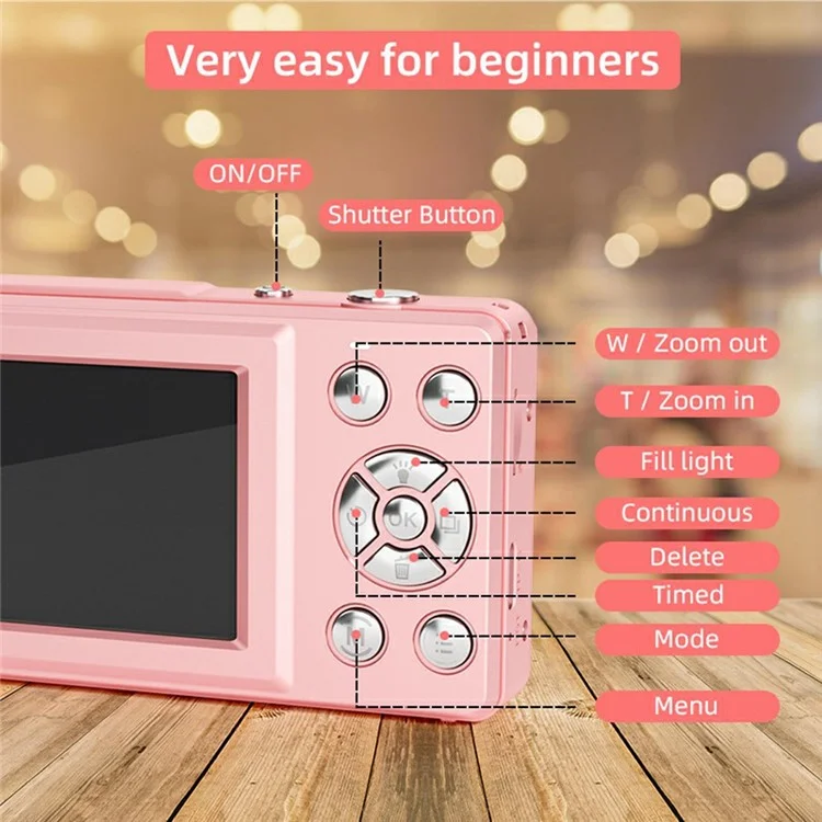 FC002 2.4 Inch IPS Screen 64MP Auto Focus Digital Camera 18X Zoom CCD Video Camera - White