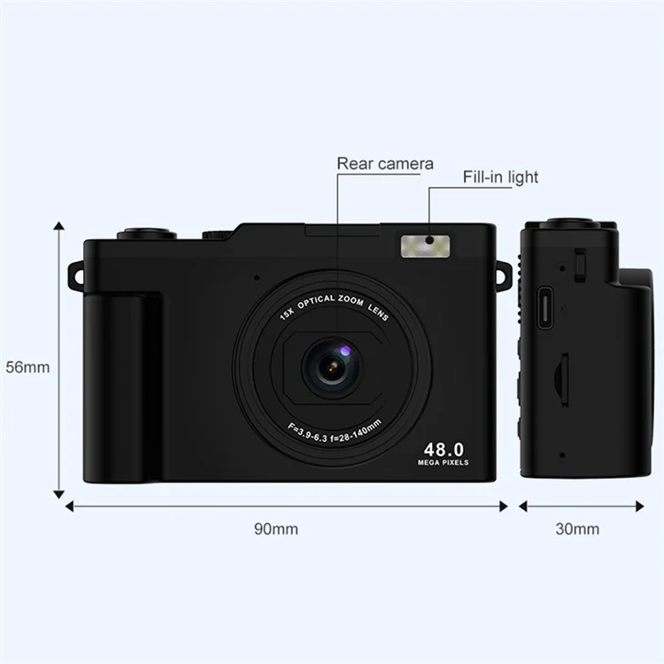 Appareil Photo Numérique HD H03 de 2,4 Pouces avec Zoom 15X, Double Objectif, Enregistrement Vidéo, Capteur CCD Rétro et Transfert WiFi - Vert