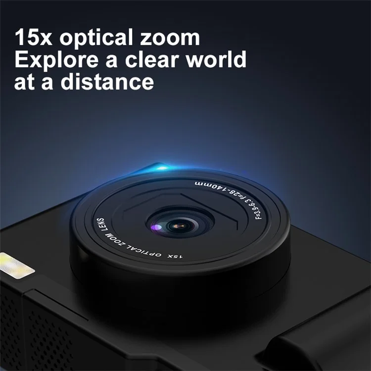 Appareil Photo Numérique HD H03 de 2,4 Pouces avec Zoom 15X, Double Objectif, Enregistrement Vidéo, Capteur CCD Rétro et Transfert WiFi - Vert