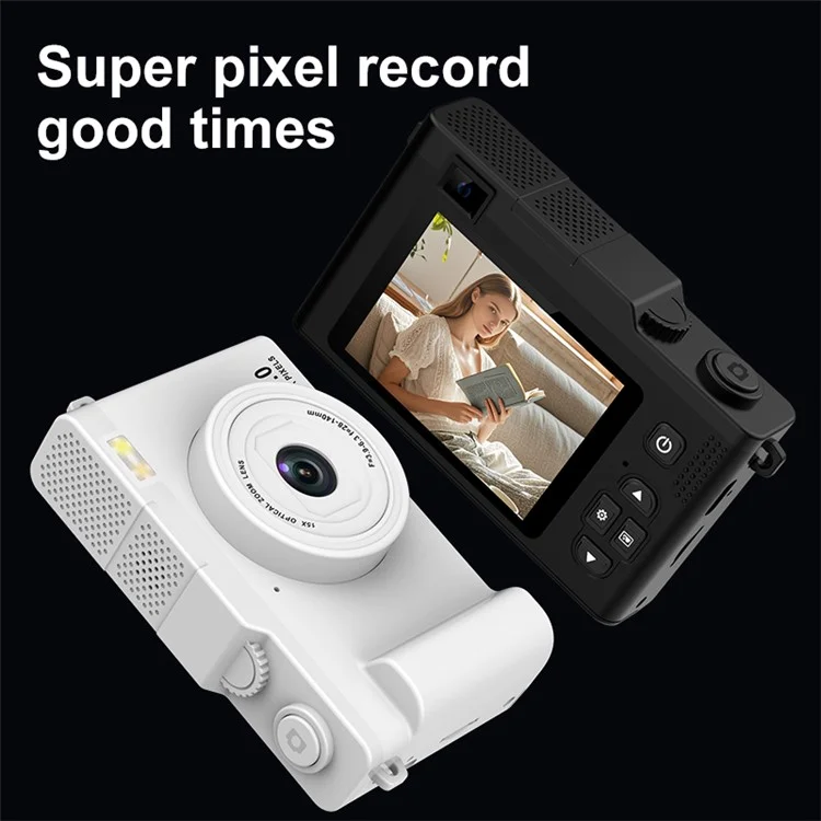 Appareil Photo Numérique HD H03 de 2,4 Pouces avec Zoom 15X, Double Objectif, Enregistrement Vidéo, Capteur CCD Rétro et Transfert WiFi - Vert